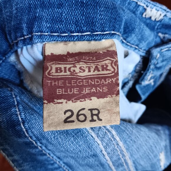 Womens Jeans Big Star 26R Jenae Blue Denim Jeans Distress Embroidered Skinny - Picture 6 of 7
